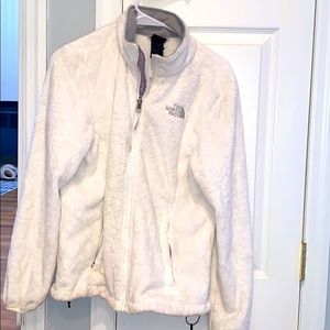 White furry north face. Cozy!